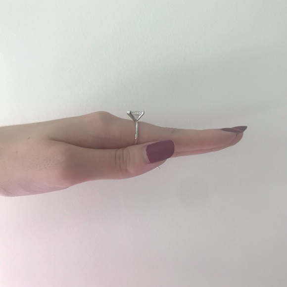 Sterling Silver 3CT Princess Cut Solitaire Ring - Picture 5 of 8